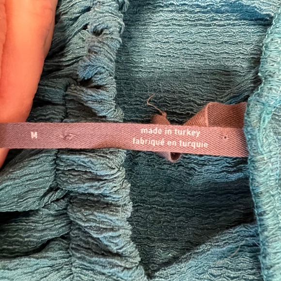 Anthropologie Off Shoulder Puff Sleeve Textured Teal Top M - Picture 5 of 6